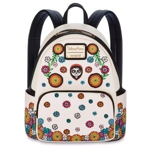 Disney  Loungefly 2024 Pixar Coco Miguel Day Of The Dead Flowers Backpack - NEW